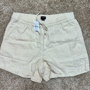 J. Crew Factory Cream Linen-Blend Drawstring Shorts